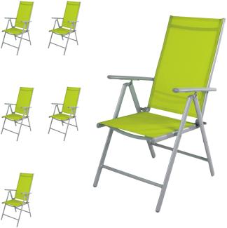 6 Stück Garten Klappstuhl Aluminium - Textilen Silbergrau/Lime