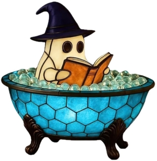 Refttenw LED Dekolicht Halloween Deko Badewannen Geister Nachtlicht, USB Nachtlampe, für Halloween Dekoration, Party Deko