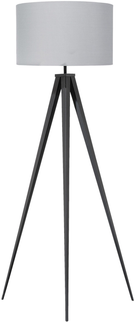 'Stiletto' Stehlampe Schwarz Metall 156 cm runder Stoffschirm in Grau Dreibeinig langes Kabel mit Schalter Modernes Design