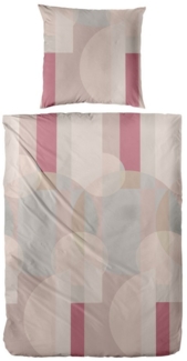 Primera Feinbiber Bettwäsche 135x200 Streifen Punkte beere beige silber 173096-72