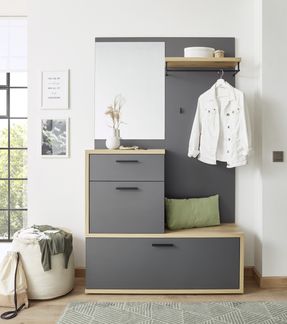 Kompaktgarderobe >Louis< in Dunkelgrau - 115 x 198 x 38 cm (BxHxT)