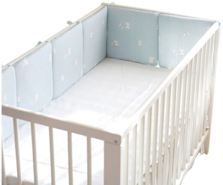 Refined Living Kuschelnest Bettumrandung Umrandungen 6St 30*30cm mit Riemen 60x120 cm Kinderbett, (Gitterbett Umrandung Bettkantenschutz Bettumrandung Babybett , 6-tlg, Babybettstoßstange für Baby Rausfallschutz Reine Baumwolle), Kopfschutz Babybettsto...