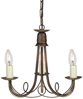 Kronleuchter, Hängelampe, Stahl, Beige Schwarz, D 37 cm