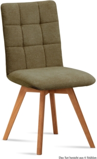 Esszimmerstuhl (6er-Set) Dinny 47 x 91 x 60 Eiche geölt/Olivgrün