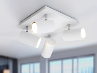 LED Deckenstrahler Weiß 4-flammig, Quadrat 24cm
