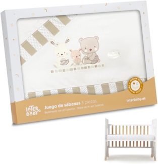 Interbaby 03100-05 Bettwäsche babybett - 100% Baumwolle - Modell: Love, beige, 0.7 kg