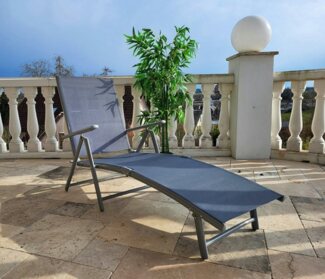 BruKa Gartenliege Sonnenliege RIO Grau Gartenliege Liegestuhl Strandliege Liege