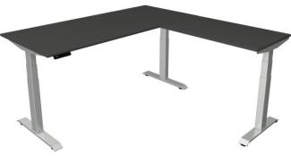 Kerkmann Schreibtisch Sitz-Stehtisch Move 4 silber 180x80x64-129cm mit Anbau elektr. höhenverstellbar anthrazit