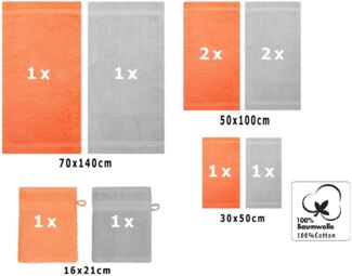 Betz Handtuch Set 10-tlg. Premium Farbe Orange und Silbergrau, 100% Baumwolle (Set, 10-St)