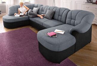 DOMO collection Wohnlandschaft Flores auch in Leder-Bezug, B/T/H: 293/180/86 cm, U-Form, 3 Teile, wahlweise mit Bettfunktion, wahlweise mit Federkern