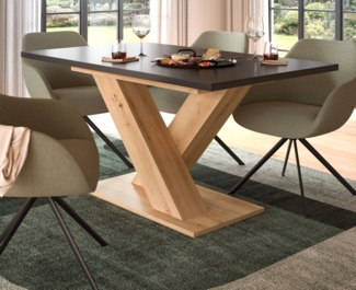Esstisch Home-X in grau und Eiche ausziehbar 150 - 190 cm