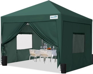 Pavillon 3x3m mit 4 Seitenwänden Entlüftung Wasserdicht Stabil Winterfest, Grün