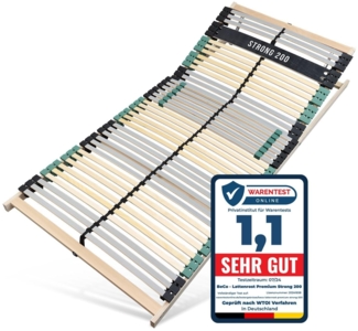 Sleepneo Lattenrost 140x200 Premium Strong bis 200Kg, Kopfteil verstellbar, 7-Zonen-Lattenrost mit 42 Latten, Made in Germany, extra stabil aus Buchenholz