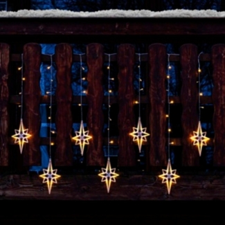 HI LED-Lichtervorhang LED Lichtervorhang mit Sternen ca. 135x95 cm