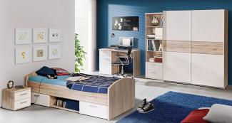 Jugendzimmer "Winnie" komplett 5-teilig mit Schwebetürenschrank sandeiche - weiß