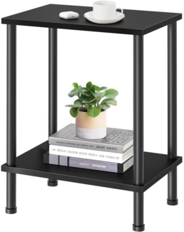 LELELINKY Holz Beistelltisch 2-Ebenen Nachttisch 55cm Hoch Schwarz