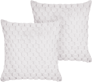 Kissen 2er Set Ohne Muster PURSLANE Webpelz 43 x 43 cm Weiß