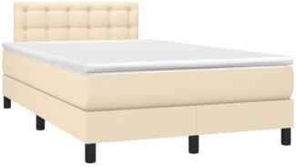 Boxspringbett mit Matratze & LED Stoff Creme 120 x 200 cm, Härtegrad: H2 [3133466]