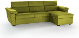 Dmora Sofa mit Halbinsel Ceto, Ecksofa für Wohnzimmer, gepolstert, abnehmbarer Bezug, 100 % Made in Italy-Qualität, 285x160 h100 cm, Grün