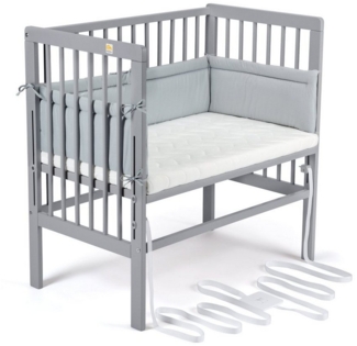 FabiMax 4835 'BOXSPRING' Beistellbett grau, inkl. Matratze 'COMFORT' und Nestchen 'Amelie' grau