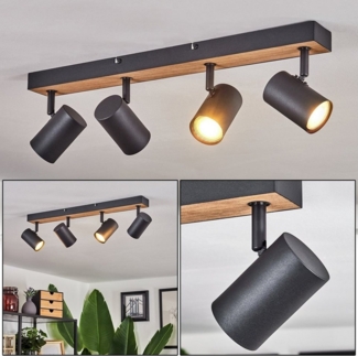hofstein Deckenleuchte »Gambellara« Deckenlampe aus Metall/MDF in Schwarz/Braun/Holzoptik, ohne Leuchtmittel, moderne Leuchte mit verstellbaren Strahlern, 4xGU10 max. 25