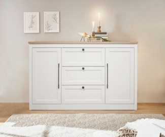 OTTO home Sideboard Ismund, aus MDF, mit Holz-Zierleiste, schwarzen Metallgriffen, Höhe 93 cm