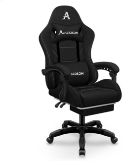 ALFORDSON Bürostuhl Gaming-Stuhl, Massage-Gaming-Stuhl, Ergonomischer Gamer-Stuhl, mit Fußstütze, Kopfstütze, Massage-Lendenkissen, Gepolstert, Schwarz