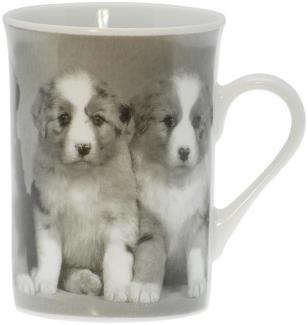 Schwarz Weiß Kaffeebecher mit Hundewelpen Kaffee Becher Kaffeetasse Tasse 250 ml