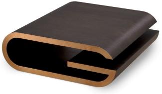 Casa Padrino Luxus Couchtisch Mokka / Messing 100 x 100 x H. 33 cm - Designer Wohnzimmertisch - Wohnzimmer Möbel - Luxus Möbel - Designer Möbel - Luxus Einrichtung - Designer Einrichtung