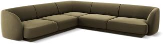 Micadoni 5-Sitzer Samtstoff Reversible Ecksofa Miley | Bezug Green | Beinfarbe Black Plastic