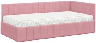 vidaXL Eckbettgestell mit Matratze mit Kopfteil Rosa 90 x 190 cm Samt 3393851