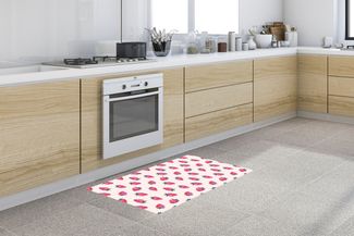 MuchoWow Küchenläufer Erdbeeren - Rot - Rosa - Muster, aus Kunststoff, Küchenteppich, Läufer für Küche, Rutschfest, Küchendeko, 120x50 cm