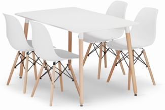 Valora Essgruppe | YURO 120x80 Weißer Tisch + 4 OSAKA Weiße Stühle