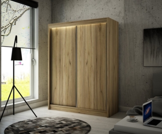 ALTDECOR Schiebetürenschrank BEROG (Kleiderschrank Garderobenschrank mit viel Stauraum Moderner Schrank) Vielseitiger Schwebetürenschrank LED Beleuchtung Schlafzimmer