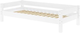 Kinderbett, Einzelbett, Holzbett Kiefer massiv weiß lackiert 90x200 V-60. 20W-09 mit Federleisten