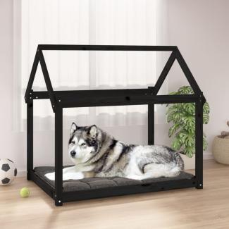 vidaXL Hundebett 111 x 80 x 100 cm Massivholz Kiefer, Schwarz