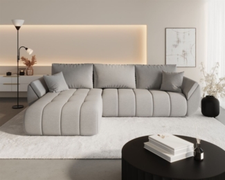 Ecksofa Schlafsofa MISATO Stoff Wind Hellgrau Ottomane Links
