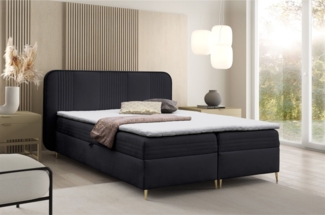 Boxspringbett Schlafzimmerbett ALIZE 140x200cm Stoff Fresh Schwarz