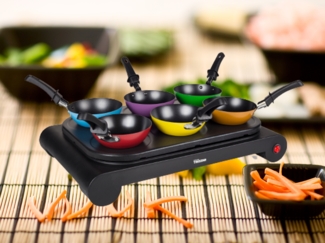 ASIA Wok Pfannen Set für 6 Personen Teppanyaki Grill & Crepesmaker, 1000Watt