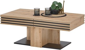 Couchtisch >Luara< 2 Schübe, Artisan Eiche Dekor, schwarz - 110x44x60 (BxHxT)