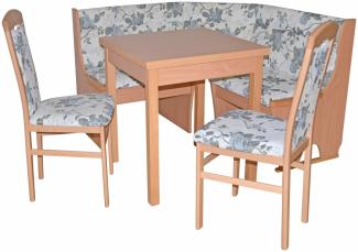 Kleine Eckbankgruppe "Anja 1B", buche / Stoff beige mit Blumendessin