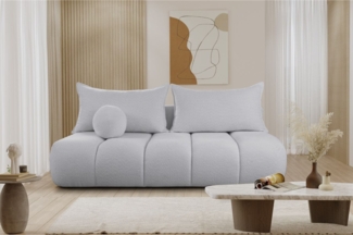 Schlafsofa Designersofa Sofa 3-Sitzer ANZIA in Stoff Ascot Bukla Hellgrau
