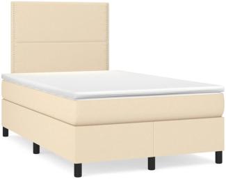 vidaXL Boxspringbett mit Matratze & LED Creme 120x190 cm Stoff 3270195