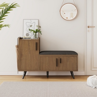 Ulife Schuhbank Schuhtruhe Sitzbank mit drei Stauraumtüren, 3 Türen, 100 x 34 x 69 cm (1-St), verstellbare Böden, asymmetrischen Metallgriffen