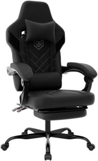 Gaming Stuhl, Bürostuhl Ergonomischer PC Gamer Stuhl mit Lendenwirbelstütze und Kopfstütze, Racing Gaming Sessel mit Fußstütze, 90-135° Rückenlehne