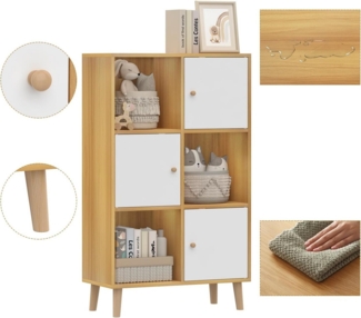 JEOBEST Bücherregal Bücherschrank mit 3 Türen, 3 Fächer, Massivholzbeinen, 1-tlg, Standregal Aufbewahrungregal Büroregal Aktenschrank H 110cm