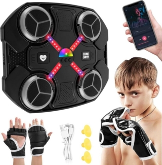 BlingBin Boxstation Kinder Musik Box Maschine, Wandmontage Bluetooth Smart LED Boxmaschine (1er Set, 1-tlg, 32 x 27.5 CM), Boxing Machine mit Boxhandschuhen, Geschenke für Kinder Jungs