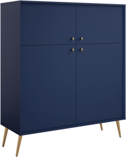 AX LIVING Kommode mit Türen Rorene 105 cm Blau Gold Modern