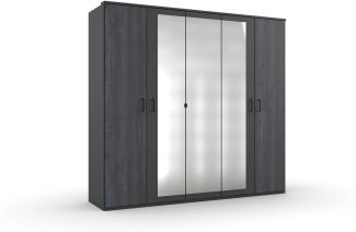 Drehtürenschrank >KOPENHAGEN< (BxHxT: 225x208x58 cm) GRAPHIT + DIGI STEEL OPTIK