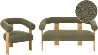 Sofa Set ILBRO Bouclé Grün Hellbraun
